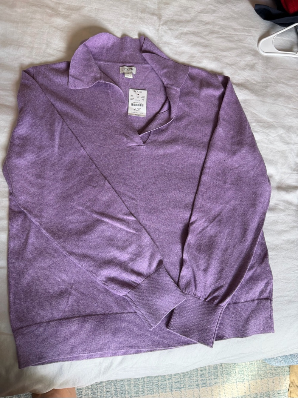 BNWT J Crew Lavender Collared V-Neck Sweater